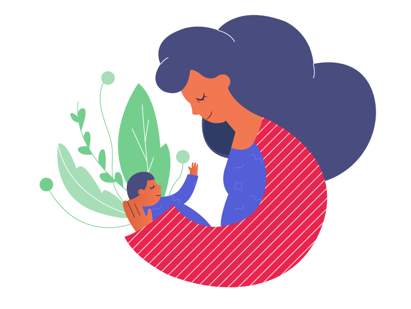Vector illustration of a mother holding a baby