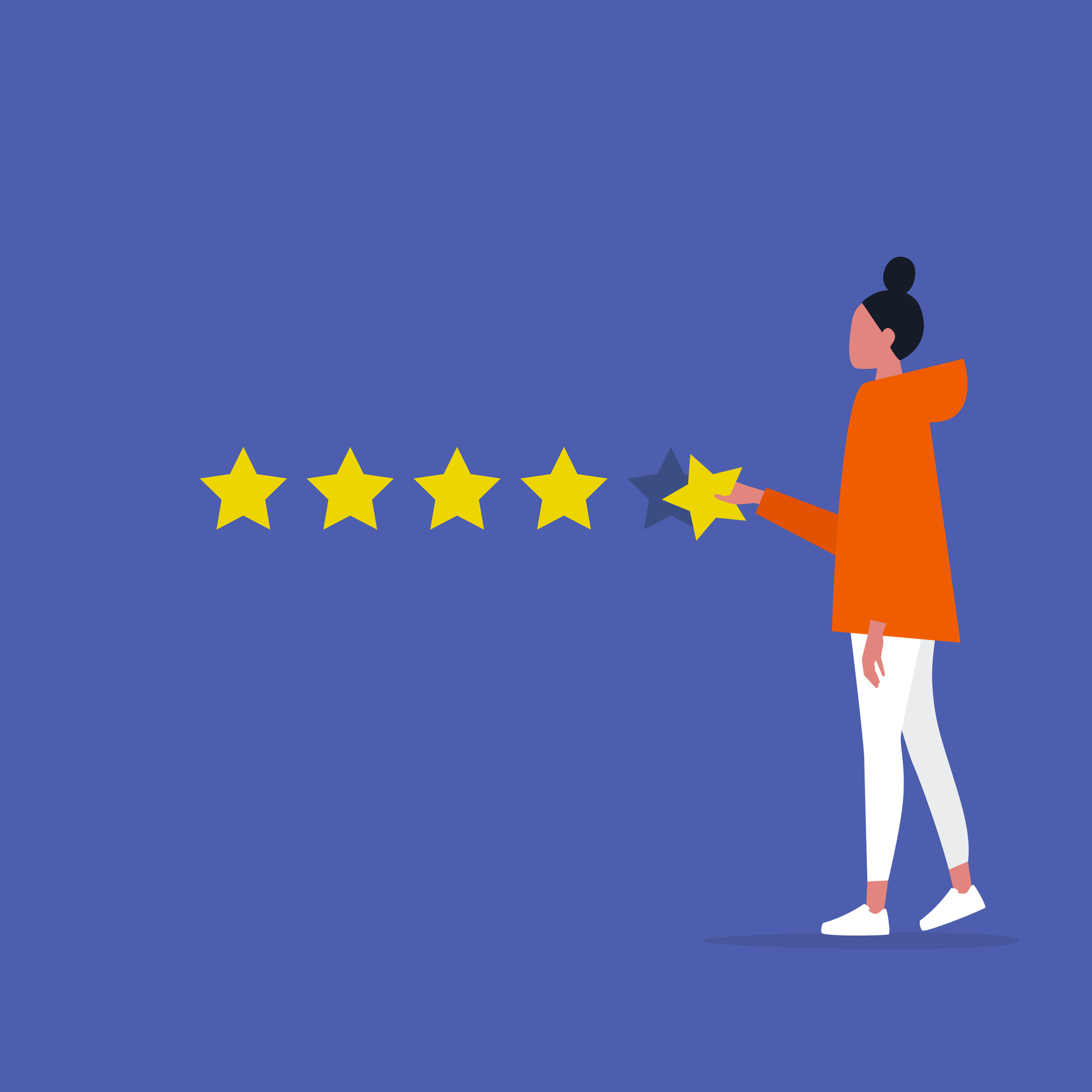vector image of young female making star rating