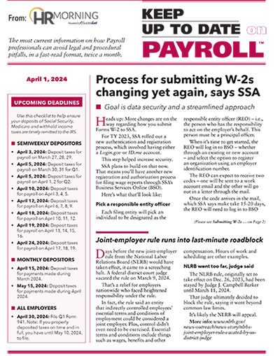 Keep Up to Date on Payroll 688 - April 1, 2024