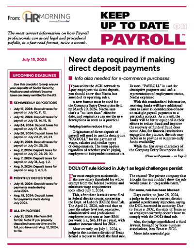 Keep Up to date on Payroll 695