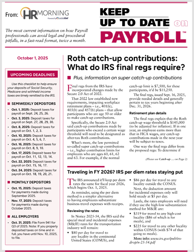 Keep Up to Date on Payroll 723, October 1, 2025