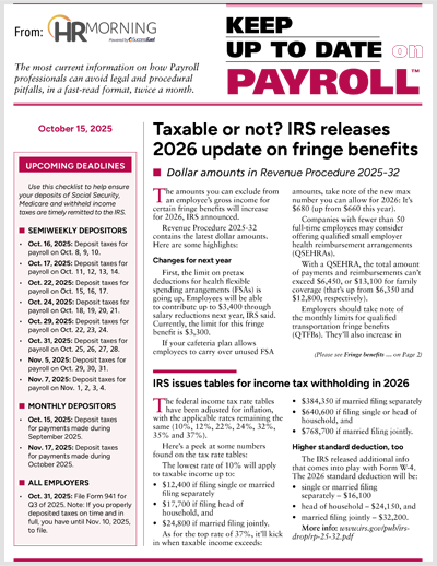 Keep Up to Date on Payroll 724, October 15, 2025