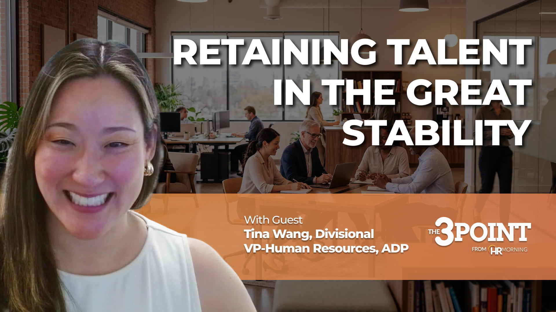 A promotional thumbnail image for "The 3-Point from HRMorning" podcast episode 71. It features a portrait of Sarah Hecht, Content Marketing Director, and bold text declaring that successful employee retention begins during onboarding. The high-contrast graphic split design visualizes a practical HR strategy, illustrating a crucial business concept for leaders focused on retaining staff.